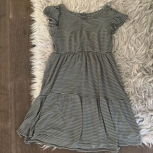 Olivia Rae green and white striped shirt sleeve dress sz S